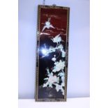 A large Japanese Shibayama lacquered panel decorated with mother of pearl, shipping unavailable