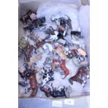 A job lot of vintage metal farm yard figures. Britains etc