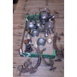 A job lot of assorted metal wares and other items