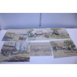 A set of six watercolours by Walter Cristall (1920-1940) one signed Swanage