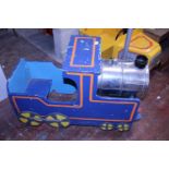 A fairground style wooden and metal train, shipping unavailable