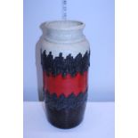 A vintage West German art pottery vase with lava glaze h40cm, shipping unavailable
