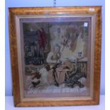 A framed Victorian wool work tapestry, shipping unavailable