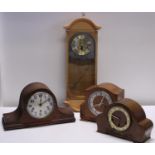 Four assorted time pieces a/f (wall clock in working order), shipping unavailable