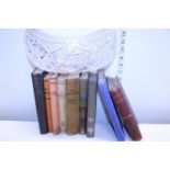 A selection of antique/vintage books and a cut glass crystal bowl