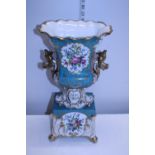 A large Dresden style hand painted ceramic vase h42cm, shipping unavailable