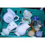 A job lot of assorted bone china jugs and other, shipping unavailable