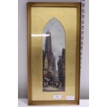 A framed oil on board date 1889 with initials H S artist unknown (possibly French/Belgium) 47x24cm
