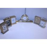 Six assorted brass carriage clocks in working order