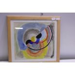 A abstract watercolour signed Sonia Delaunay (no provenance) painting sized 38cm x 34cm