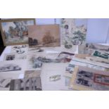 A portfolio of antique and vintage sketches and prints