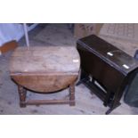 Two small vintage wooden drop leaf tables, shipping unavailable