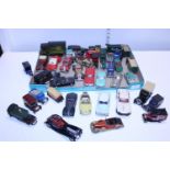 A tray of assorted playworn die-cast models including Dinky, Matchbox, Corgi etc