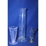 Three pieces of antique laboratory glassware