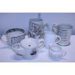A selection of antique cups and other ceramics including Shelley
