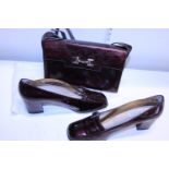 A pair of ladies Carvella shoes and matching handbag