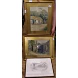 Three pieces of framed artwork, shipping unavailable