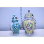 Two pieces of Dresden porcelain ginger jar, tallest 29cm