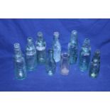 A selection of antique glass bottles of local interest, Batley, Harrogate, Drighlington etc