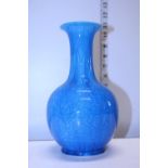 A well potted Chinese turquoise vase with incised decoration h23cm