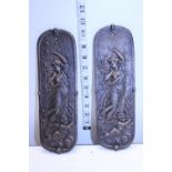 A pair of heavy metal door finger plates? with classical decoration