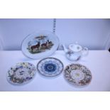 A collectable Royal Albert Moss Rose teapot and other ceramics