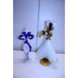 Two ornate hand blown glass figures Murano? a/f, shipping unavailable, tallest h47cm.