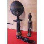 Three assorted hand carved African figures (one a/f)