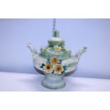 A vintage Majolica style tureen (a/f has nibbles), shipping unavailable