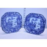 Two antique Chinese export blue and white plates