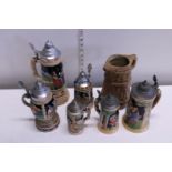 A job lot of vintage German steins etc