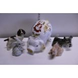 A selection of ceramic animals including large piggy bank, shipping unavailable