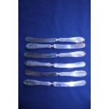 A set of six hallmarked silver handled butter knives