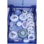 A job lot of assorted trinket boxes including Wedgewood and framed prints