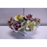 A vintage capodiamonte ceramic flower basket a/f, shipping unavailable