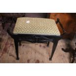 A Edwardian upholstered piano stool with storage, shipping unavailable