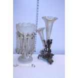 A late 19th century epergne and a lustre a/f