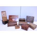 A job lot of vintage assorted wooden boxes