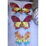 Three assorted ceramic butterflies