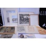 A job lot of assorted vintage and antique prints, lithographs and watercolours, shipping unavailable