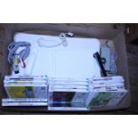 A working Wii console, fit board and selection of games