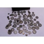 A selection of old English silver coins all pre 1930 (593 grams)