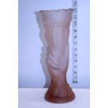 An unusual art deco period pressed glass vase 30cm tall