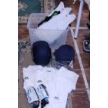 A selection of cricketing equipment