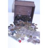 A box full of old assorted British coinage