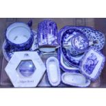 A selection of vintage blue and white ceramics, shipping unavailable