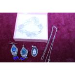 A selection of silver 925 necklaces, earrings and bracelets