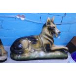 A early 20th century chalk figure of an Alsatian dog. postage unavailable