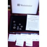 A set eight authentic Roman coins in a presentation case by Westminster with COA's