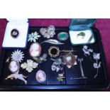 A selection of costume jewellery brooches